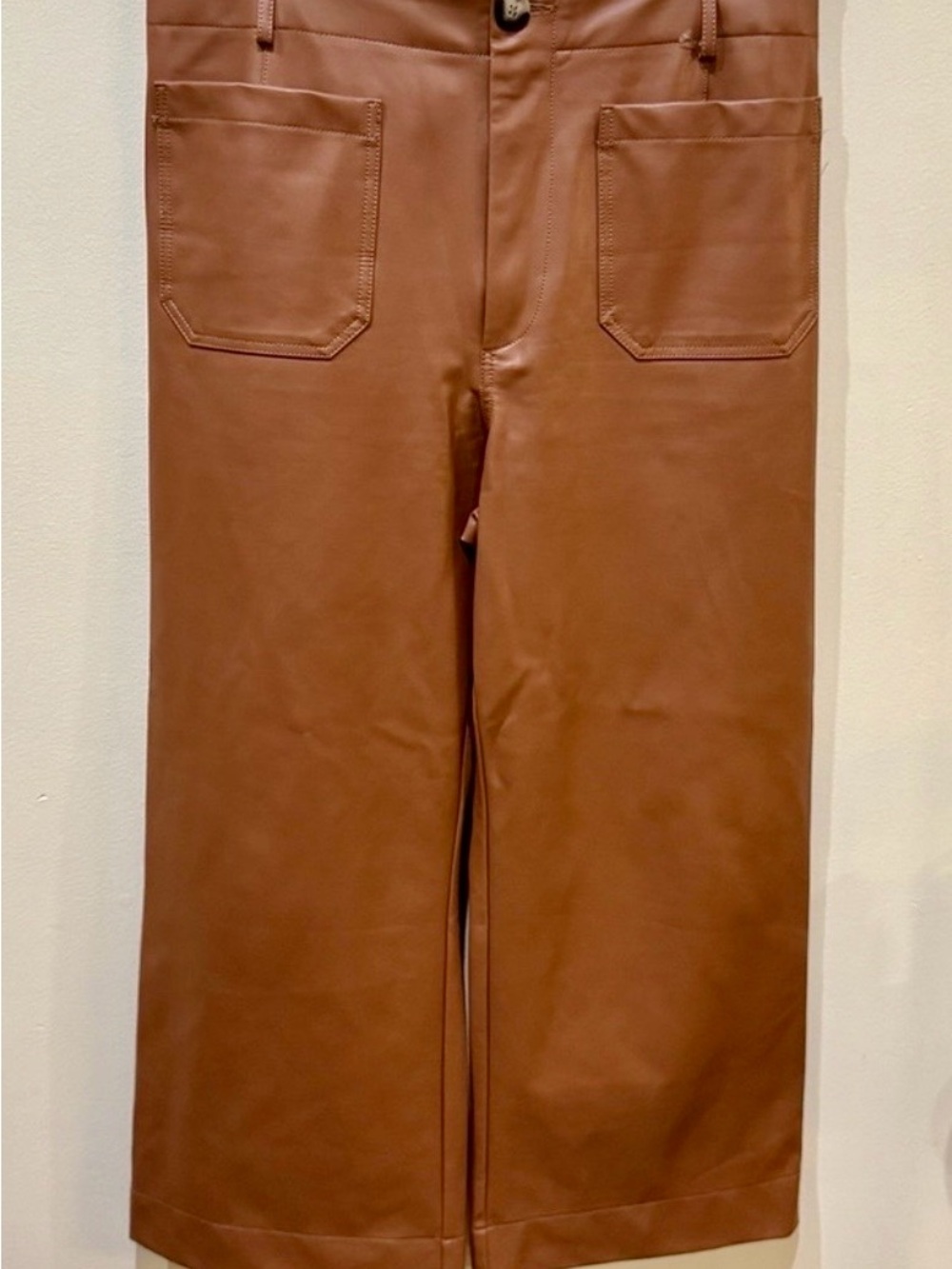LIKE NEW Maeve The Colette Cropped Wide-Leg Faux Leather Pants Size 32 / US 12